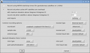 Recording parameters for WxToImg to allow external receiver control